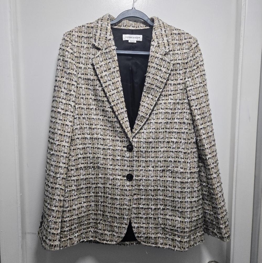 Women's Tweed Blazer Jacket Yellow and Black